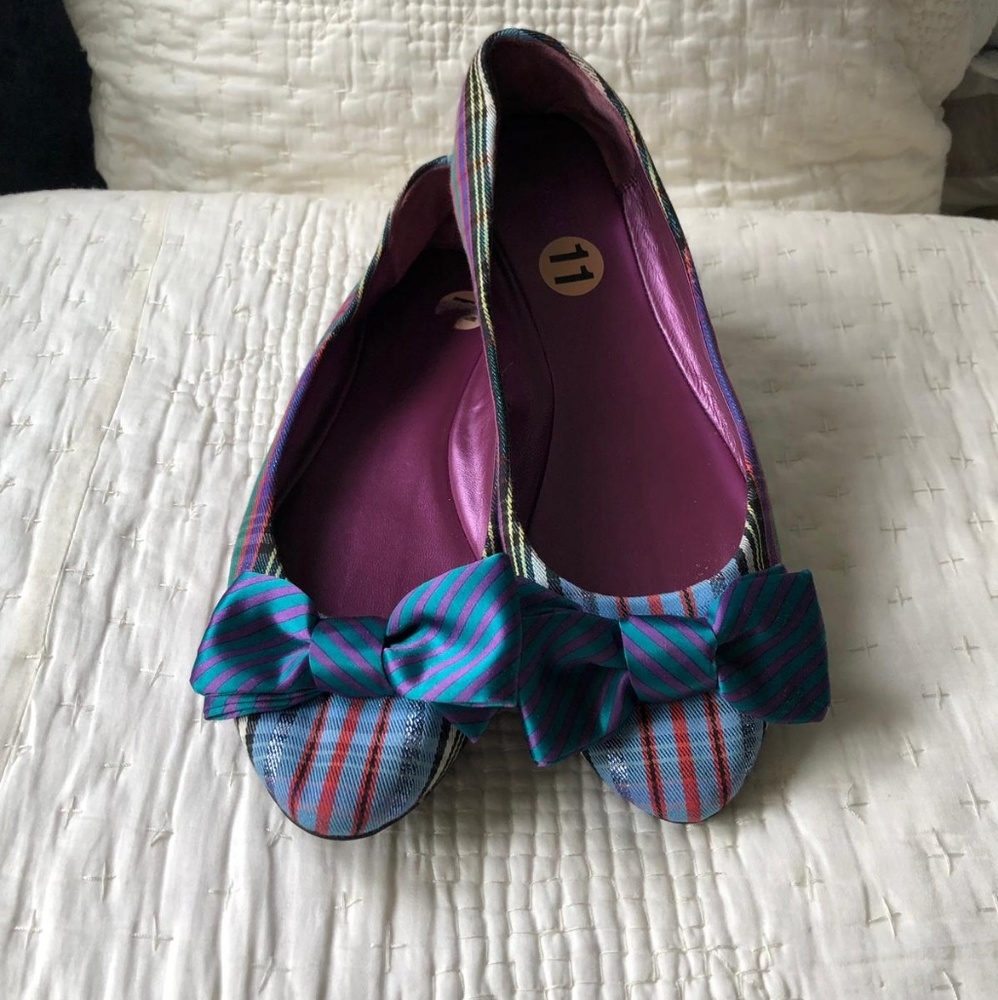 Coach Poppy Bow Plaid Cambria Flats